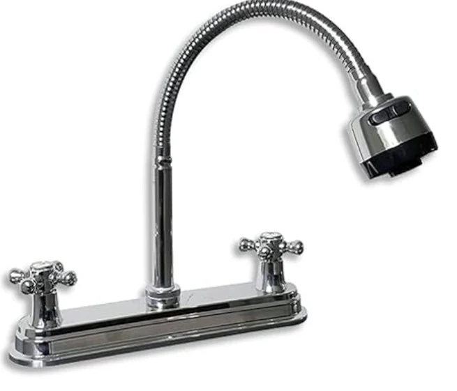 MEZCLADORA BIPEX PARA COCINA 8" CROMO CON CUELLO FLEXIBLE (08-K930)