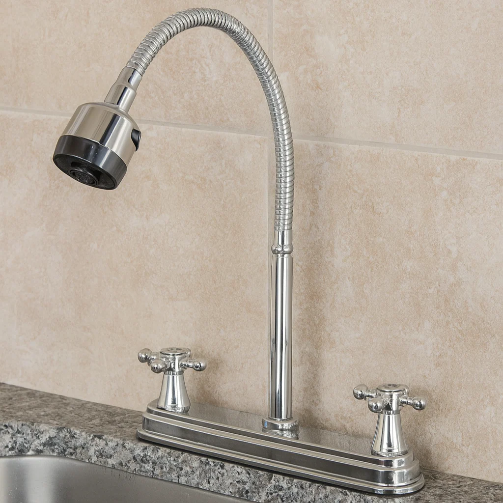 MEZCLADORA BIPEX PARA COCINA 8" CROMO CON CUELLO FLEXIBLE (08-K930) - Image 2