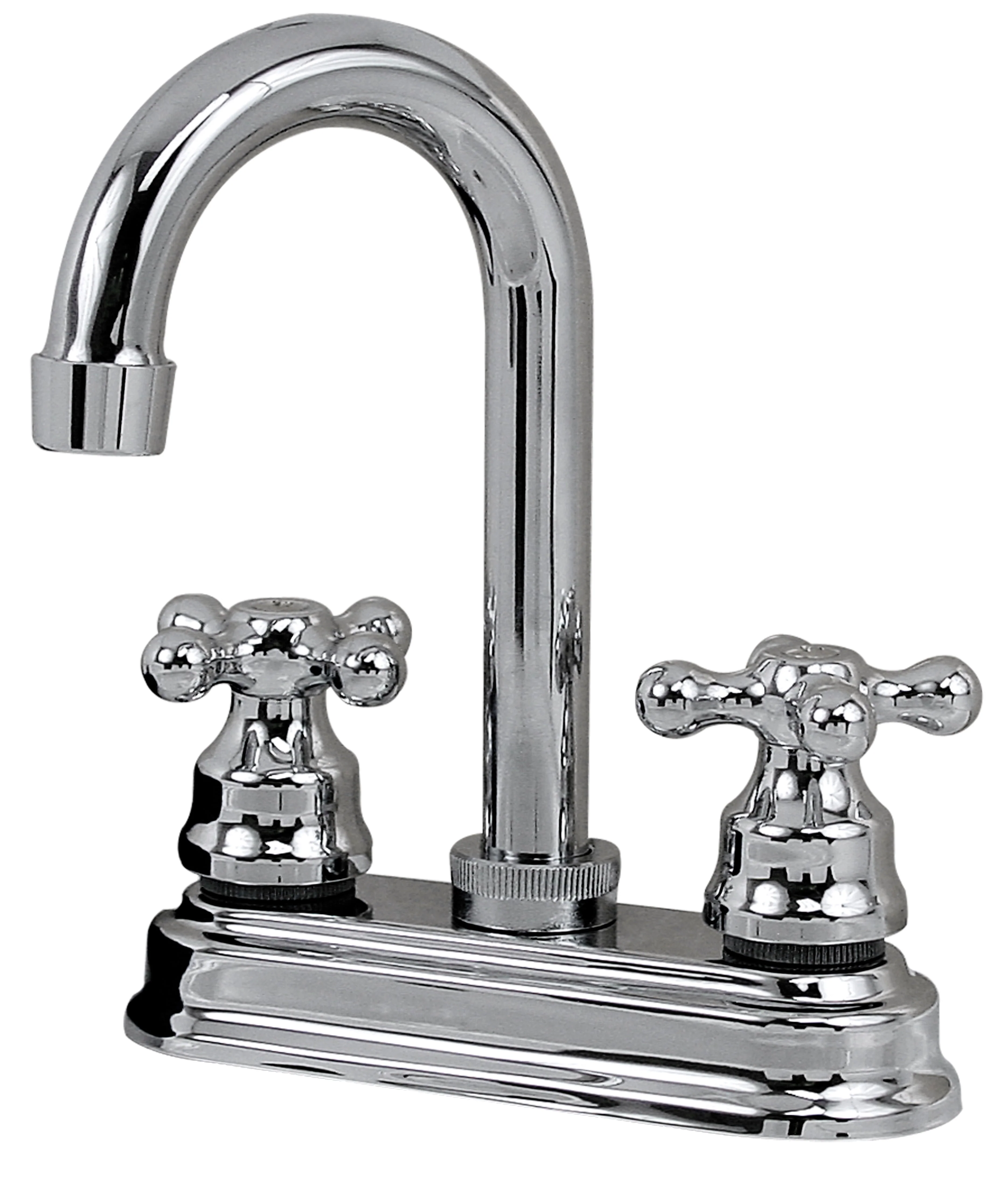 MEZCLADORA RUGO 24CRB PARA LAVABO 4" CUERPO LATÓN C/MANERAL DE CRUCETA Y CARTUCHO CERÁMICO CROMO