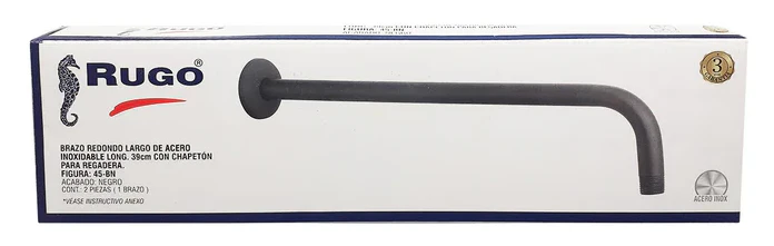 BRAZO Y CHAPETÓN LARGO RUGO 45BN DE ACERO INOXIDABLE NEGRO 39 CM - Image 4