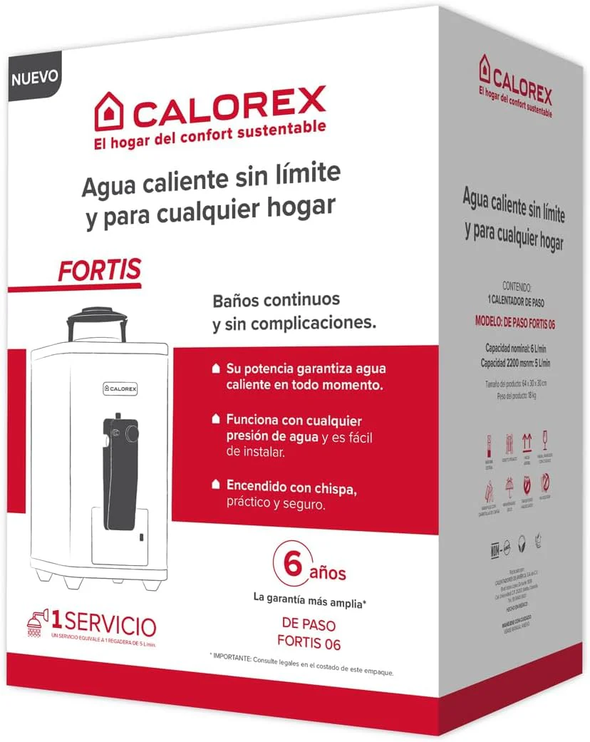 CALENTADOR BOILER DE PASO CALOREX FORTIS 06 GAS LP - Image 5