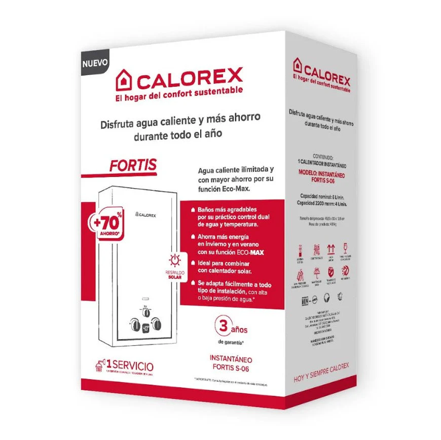 CALENTADOR BOILER INSTANTANEO CALOREX FORTIS S-06 GAS LP - Image 5