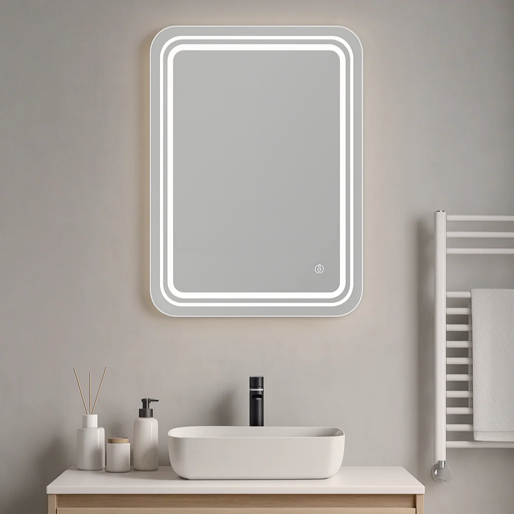 ESPEJO LUX-001 50 CM X 60 CM RECTANGULAR DECORADO LUZ LED TOUCH - Image 2
