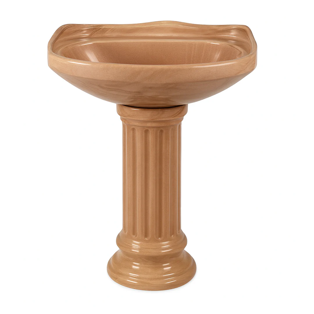 FUENTE Y PEDESTAL CERAMOSA ATENAS MARMOL CAFE (Calidad única)*