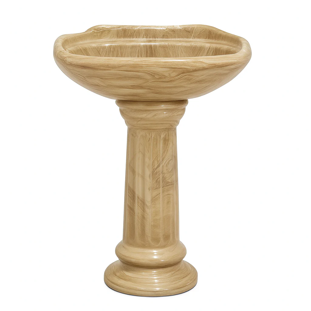 FUENTE Y PEDESTAL CERAMOSA ROMANO MARMOL CAFE (Calidad única)*