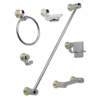 JE-120 JUEGO DE ACCESORIOS CORINTO 6 PZAS CROMO/ORO