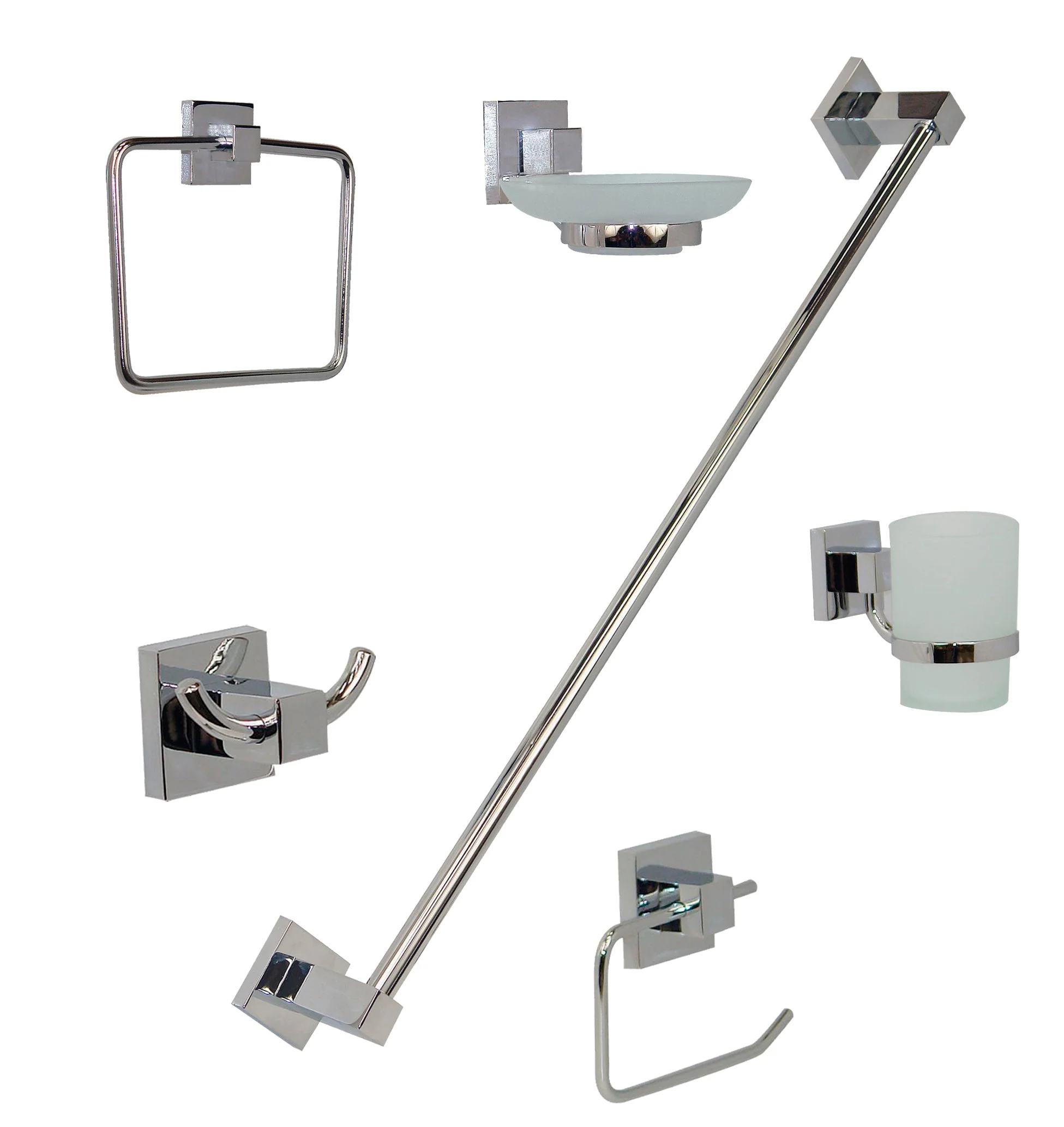 JE-95C JUEGO ACCESORIOS P/BAÑO 6 PZAS CROMO