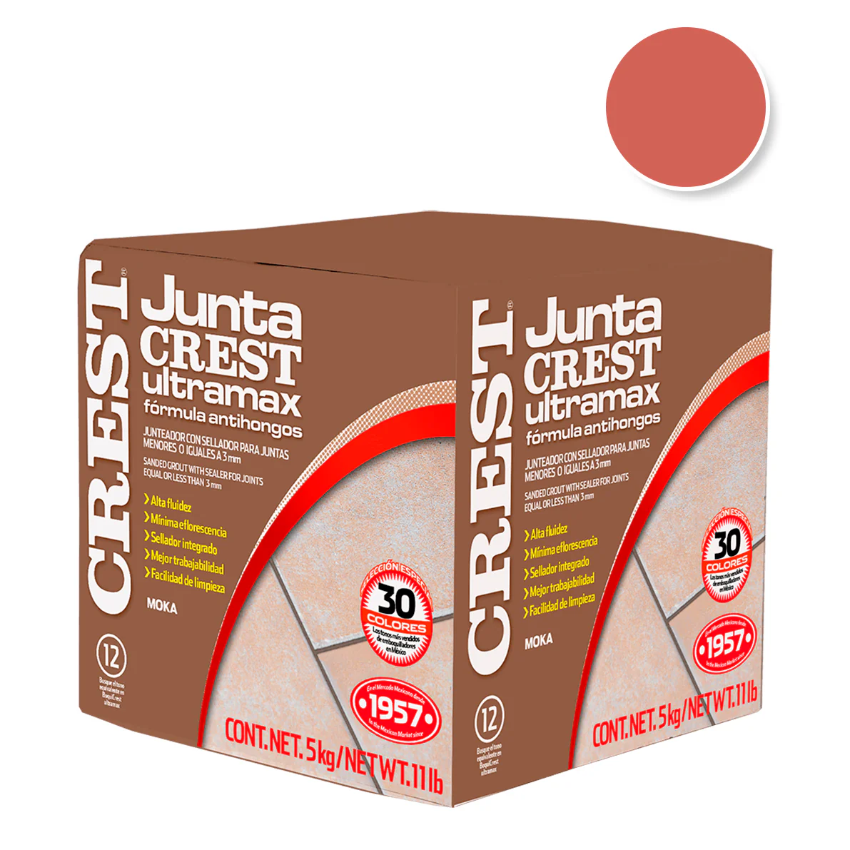 JUNTACREST ANTIHONGOS ROJO LADRILLO ULTRAMAX 5KG