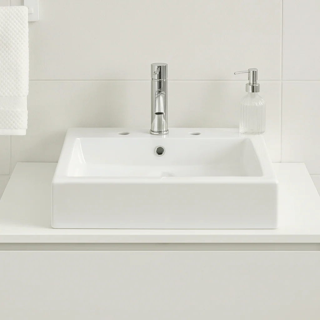 LV HELVEX LUCERNA3 LAVABO P/SOBREPONER C/REBOSADERO BLANCO - Image 2