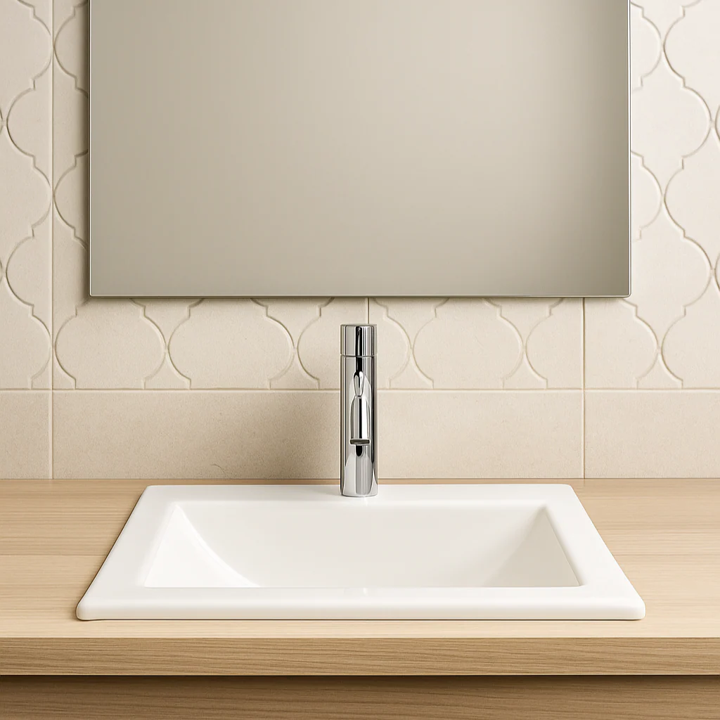 LV HELVEX MARCUS LAVABO RECTANGULAR SOBRE CUBIERTA C/REBOS BLANCO - Image 2