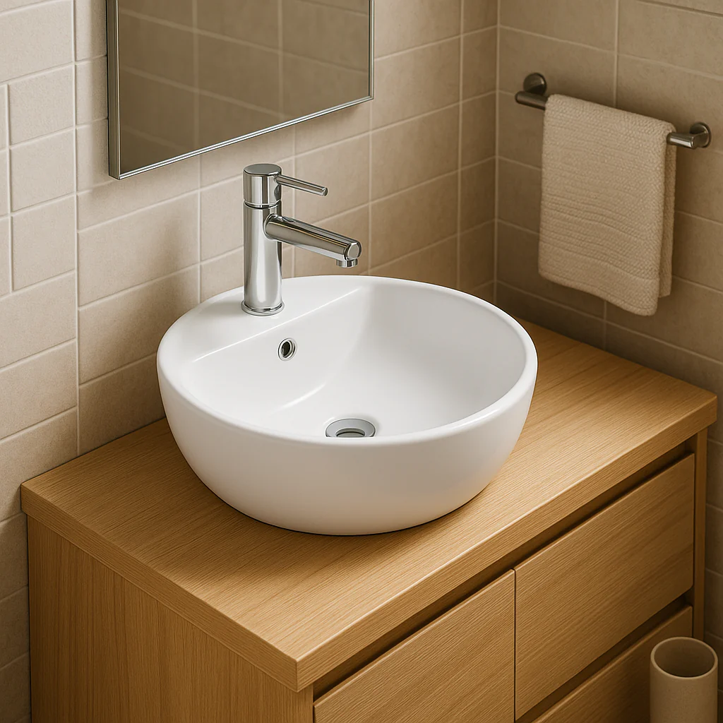LV HELVEX MOREA 1 LAVABO DE SOBREPONER CON REBOSADERO BLANCO - Image 2