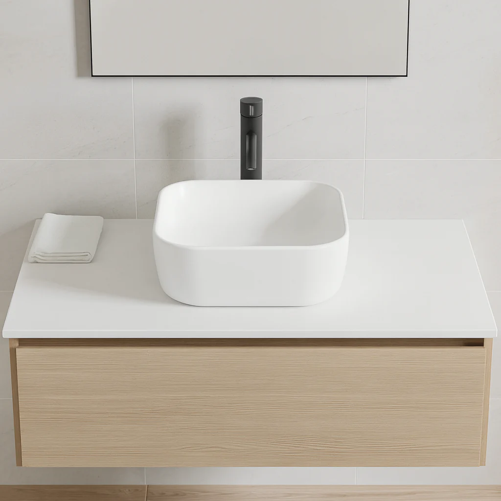 LV HELVEX SANTORINI M LAVABO DE SOBREPONER SIN REBOSADERO MARFIL - Image 2