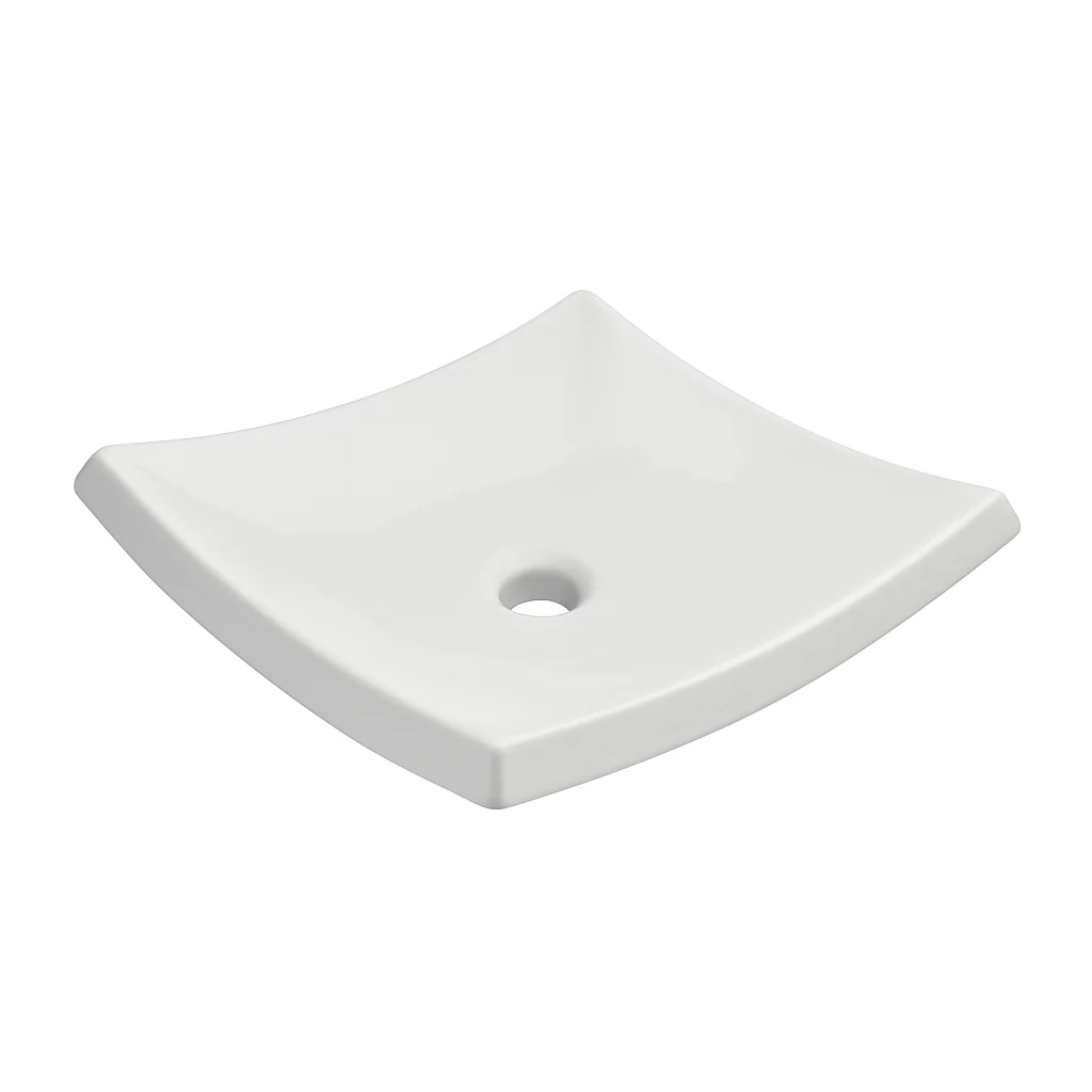 LV HELVEX TRAZZO LAVABO CUADRADO DE SOBREPONER S/REBOS. BLANCO AL ALTO BRILLO