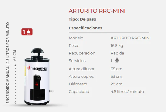 CALENTADOR BOILER MAGAMEX ARTURITO MINI RRC REDONDO GAS LP - Image 6