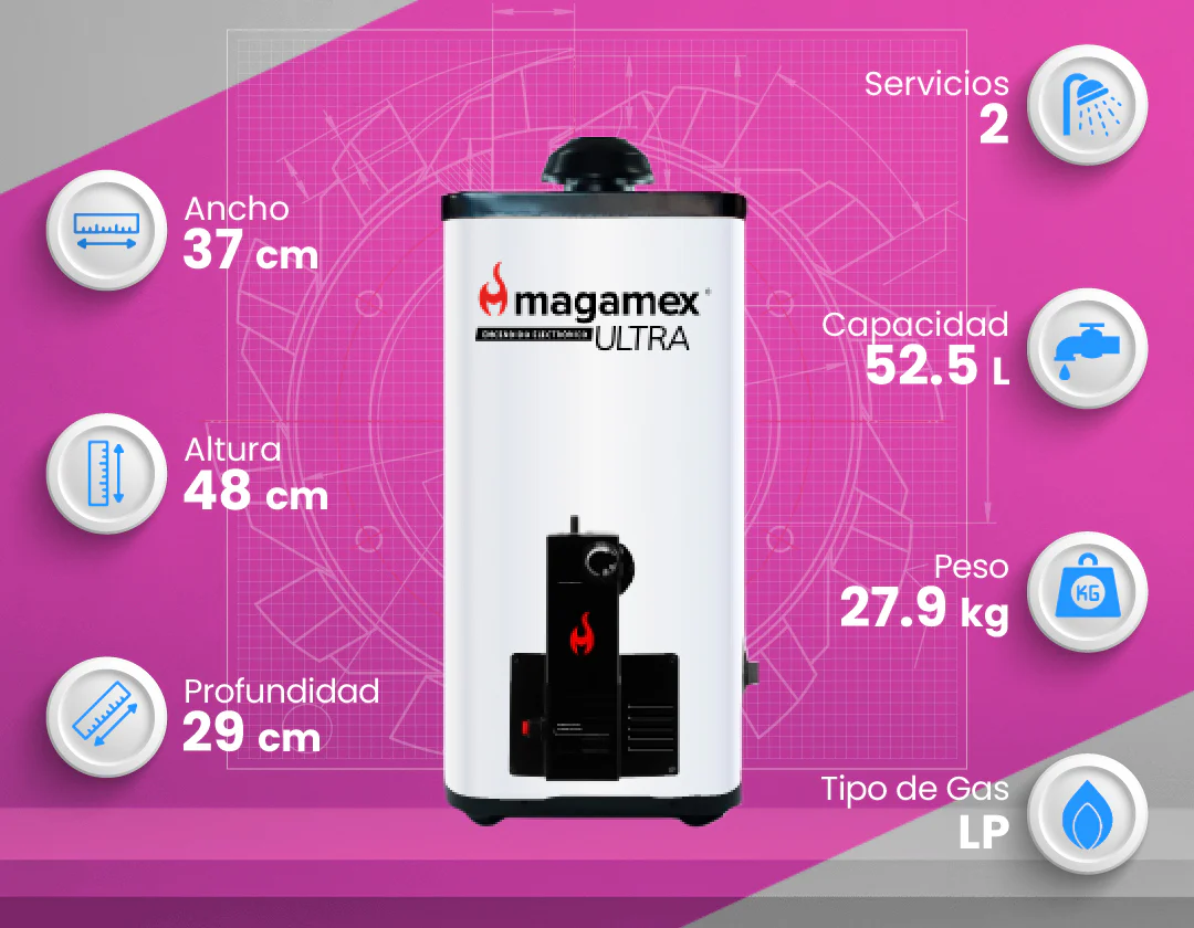 CALENTADOR BOILER ELECTRONICO MAGAMEX ULTRA 55 GAS LP - Image 2