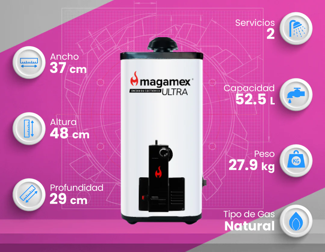 CALENTADOR BOILER ELECTRONICO MAGAMEX ULTRA 55 GAS NATURAL - Image 2