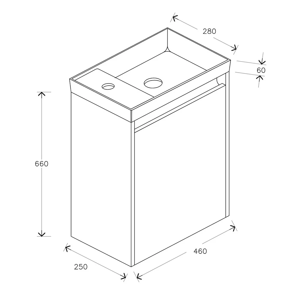 MUEBLE P/BAÑO ENJOY 45X25X60 BLANCO C/LAVABO - Image 4